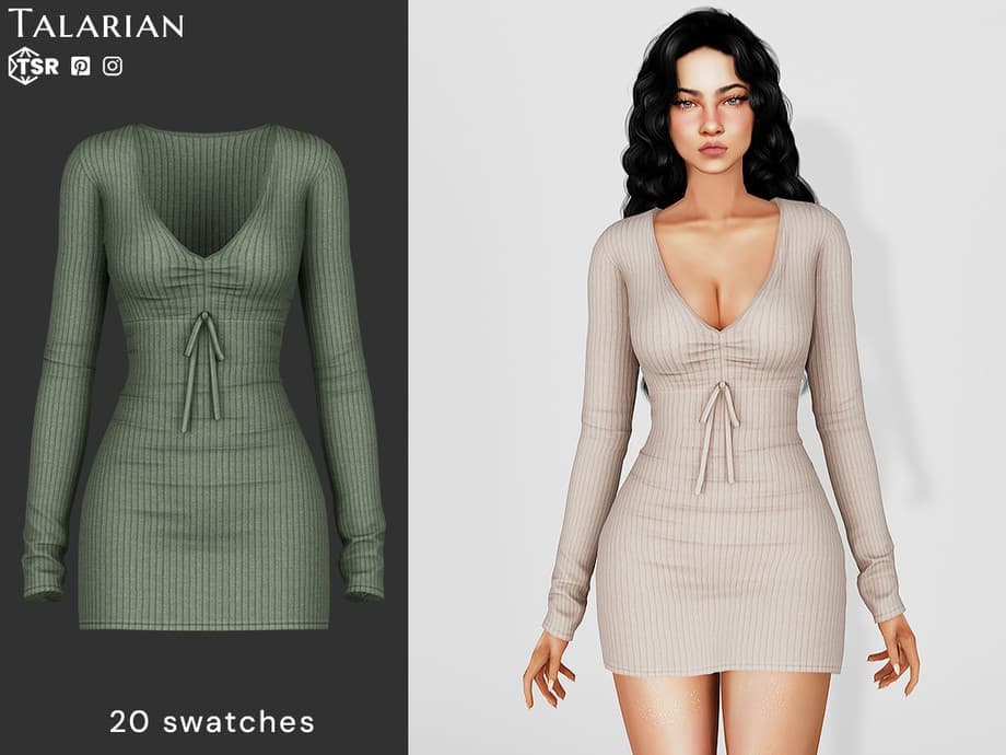 Платье Beatrice Ribbed Long Sleeve Dress